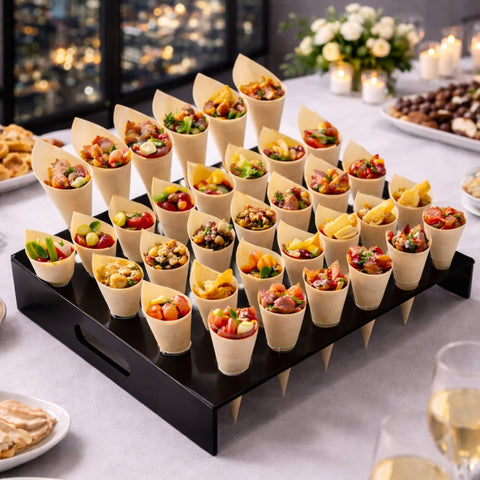 Why the 18-Hole Black/Clear Perspex Cone Stand Is a Must for Professional Catering