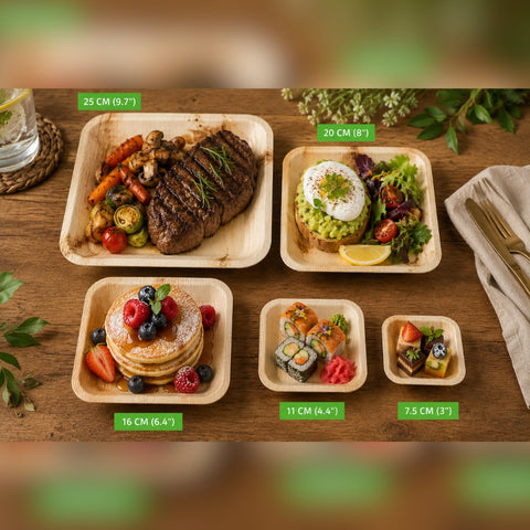 5 Sizes, Endless Uses:  Why These Square Palm Leaf Plates Are So Popular