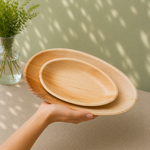 Oval Palm Leaf Plates | Eco-Friendly Disposable Plates | 2 Elegant Sizes - Canape King
