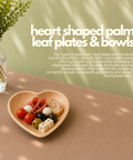 Heart-Shaped Palm Leaf Plates & Bowls | Romantic Eco-Friendly Tableware | 2 Sizes - Canape King