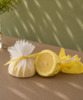 Muslin White/Yellow Lemon Covers with Ribbons | Professional Food Service Covers | 100-Piece Set - Canape King