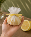Muslin White/Yellow Lemon Covers with Ribbons | Professional Food Service Covers | 100-Piece Set - Canape King