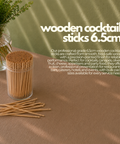 Wooden Cocktail Sticks 6.5cm | Professional Turned & Pointed Picks | Food-Grade Toothpicks - Canape King