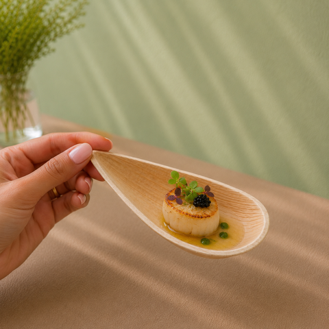 Palm Leaf Teardrop Spoons | Eco-Friendly Tasting Spoons | Elegant Appetizer Serveware - Canape King