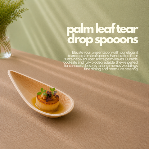 Palm Leaf Teardrop Spoons | Eco-Friendly Tasting Spoons | Elegant Appetizer Serveware - Canape King