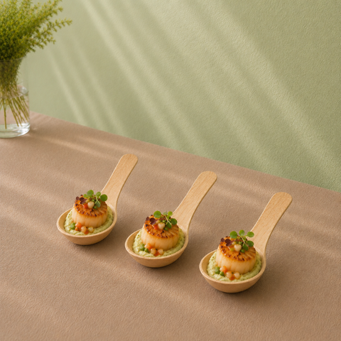 Palm Leaf Canapé Spoons 14cm | Eco-Friendly Tasting Spoons | Premium Appetizer Serveware - Canape King