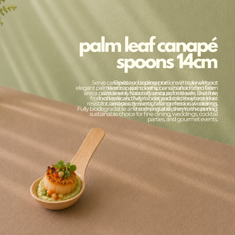Palm Leaf Canapé Spoons 14cm | Eco-Friendly Tasting Spoons | Premium Appetizer Serveware - Canape King