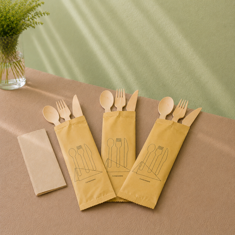 Birchwood Cutlery Sets | Eco-Friendly Wooden Cutlery | Knife, Fork & Spoon Sets - Canape King