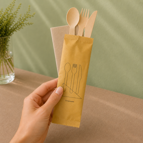 Birchwood Cutlery Sets | Eco-Friendly Wooden Cutlery | Knife, Fork & Spoon Sets - Canape King
