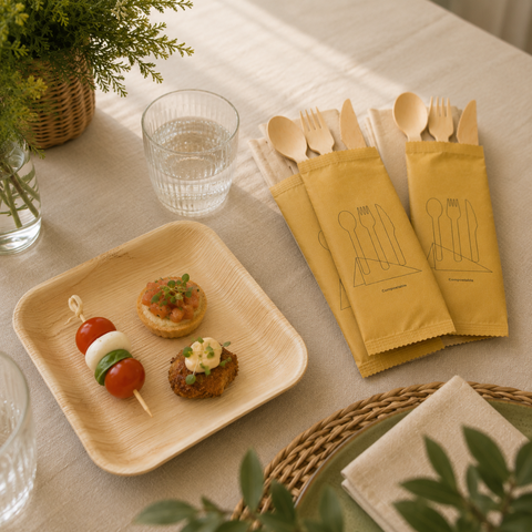 Birchwood Cutlery Sets | Eco-Friendly Wooden Cutlery | Knife, Fork & Spoon Sets - Canape King