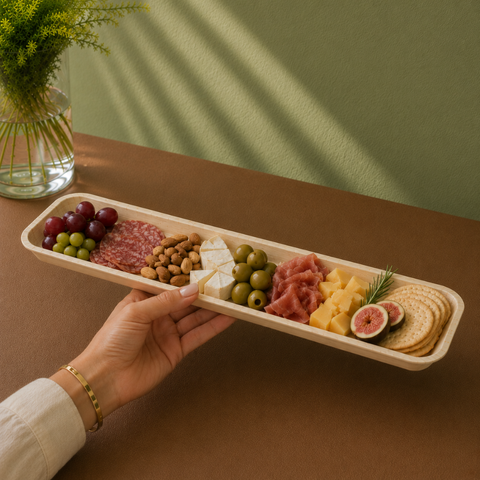 Long 33cm Rectangle Palm Leaf Serving Trays | Eco-Friendly Platters | Premium Party Serveware