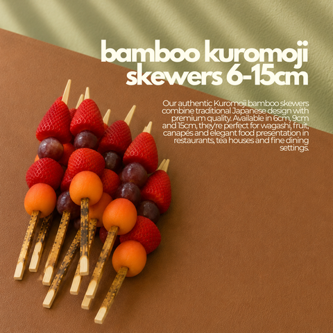 Bamboo Kuromoji Skewers 6-15cm | Japanese Black Willow Picks | Traditional Asian Skewers