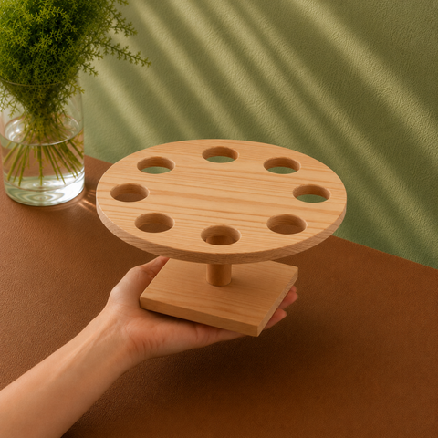 10-hole Wooden Cone Stand | Round Food Display Stand | Professional Serving Holder