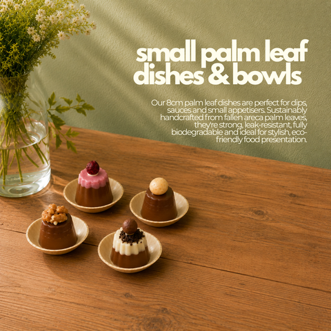 Small Palm Leaf Dishes & Bowls | Eco-Friendly Mini Bowls | Perfect for Dips & Appetizers