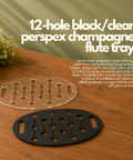 12-Hole Black/Clear Perspex Champagne Flute Tray | Professional Serving Holder | Luxury Drink Display - Canape King