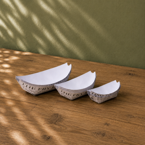 Newspaper Print Food Boats 9-19cm | Retro-Style Serving Boats | Street Food Containers - Canape King