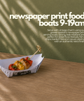 Newspaper Print Food Boats 9-19cm | Retro-Style Serving Boats | Street Food Containers - Canape King
