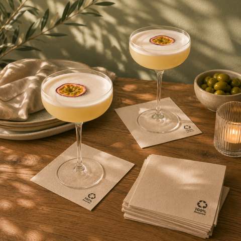 Eco-Friendly Cocktail Napkins | 2-Ply Sustainable Napkins | Biodegradable Bar Service - Canape King
