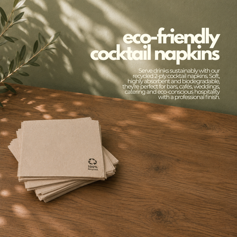 Eco-Friendly Cocktail Napkins | 2-Ply Sustainable Napkins | Biodegradable Bar Service - Canape King