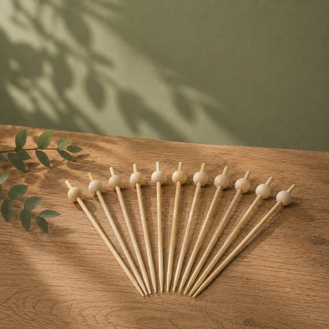 Bamboo Ball Skewers 15cm | Decorative Food Picks | Professional Party Skewers - Canape King