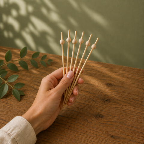 Bamboo Ball Skewers 15cm | Decorative Food Picks | Professional Party Skewers - Canape King