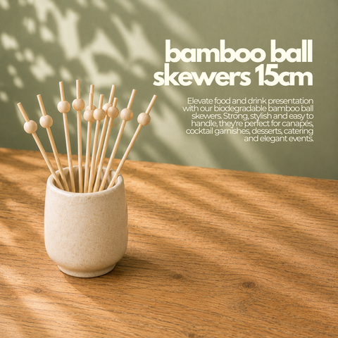 Bamboo Ball Skewers 15cm | Decorative Food Picks | Professional Party Skewers - Canape King