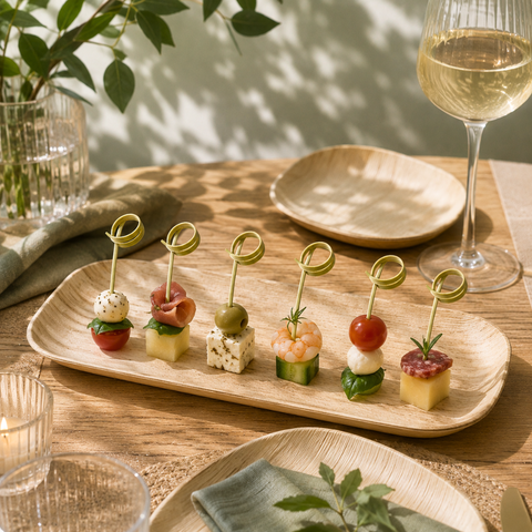 Bamboo Top Spring Skewers | Decorative Spiral Food Picks | Professional Party Skewers - Canape King
