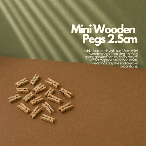 Mini Wooden Pegs 2.5cm | Tiny Decorative Clips | Craft & Event Pegs - Canape King