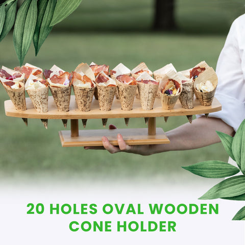 20-hole Wooden Cone Stand | Round Food Display Stand | Professional Serving Holder