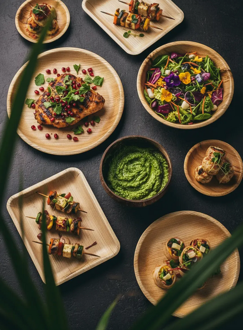 Round Palm Leaf Plates 15-30cm | Premium Eco-Friendly Disposable Plates | 6 Sizes - Canape King