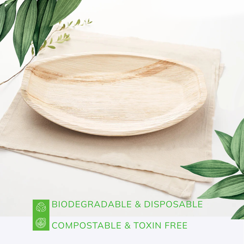 34 & 41cm Large Oval Palm Leaf Platters | Eco-Friendly Serving Platters | 2 Sizes