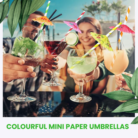 Paper Cocktail Parasols 10cm | Drink Umbrellas | 144pcs Party Decorations