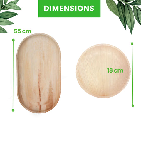 440-Piece Wedding Catering Premium Bundle | Palm Leaf Plates, Bowls, Platters, Wooden Cutlery,  & Champagne Tray Set | (100 persons)