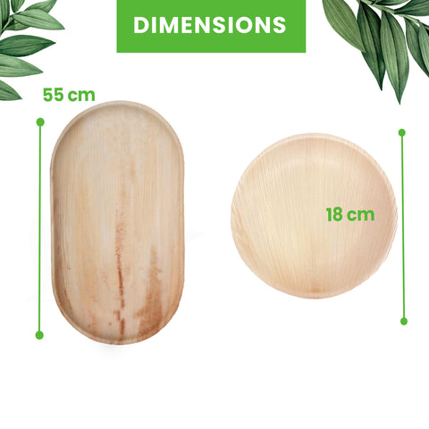 470-Piece Event Planner's Essential Bundle | Palm Leaf Plates, Bowls, Platters, Cutlery & Pinewood Boats Set | (100 persons)