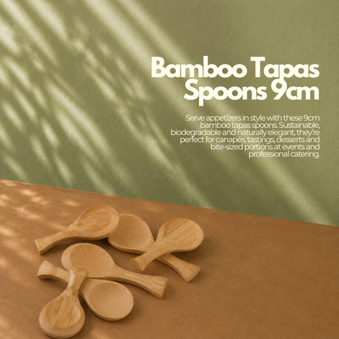 Bamboo Tapas Spoons 9cm | Eco-Friendly Tasting Spoons | Sustainable Appetizer Serveware - Canape King