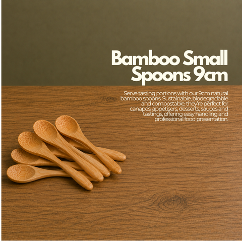Bamboo Small Spoons 9cm | Eco-Friendly Tasting Spoons | Sustainable Mini Serveware
