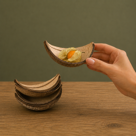 Natural Coconut Boats | Real Coconut Shell Serving Boats | Sustainable Serveware