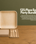125-Piece Eco Party Bundle | Palm Leaf Plates, Cutlery & Napkins Set | Complete Party Pack - Canape King