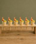 Long Wooden 6-Hole Cone Stand | Premium Food Display | Professional Serving Stand - Canape King