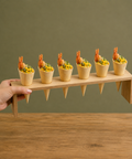 Long Wooden 6-Hole Cone Stand | Premium Food Display | Professional Serving Stand - Canape King