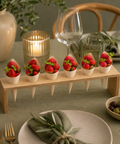 Long Wooden 6-Hole Cone Stand | Premium Food Display | Professional Serving Stand - Canape King