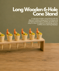 Long Wooden 6-Hole Cone Stand | Premium Food Display | Professional Serving Stand - Canape King