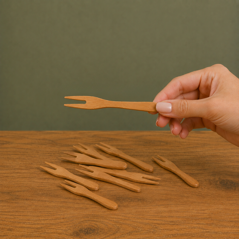 Bamboo Shaped Forks 9cm | Eco-Friendly Asian-Style Forks | Sustainable Serveware - Canape King