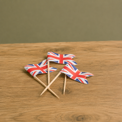 Union Jack Flag Skewers 10cm | British Theme Party Picks | Patriotic Food Skewers - Canape King