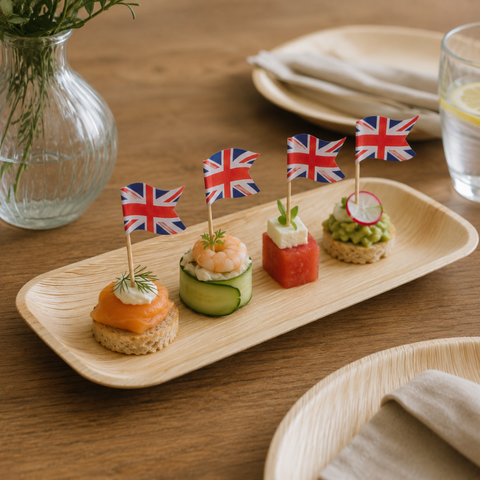 Union Jack Flag Skewers 10cm | British Theme Party Picks | Patriotic Food Skewers - Canape King