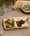Two-Compartment Palm Leaf Plates | Eco-Friendly Divided Plates | Premium Dining Plates - Canape King