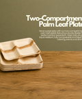 Two-Compartment Palm Leaf Plates | Eco-Friendly Divided Plates | Premium Dining Plates - Canape King