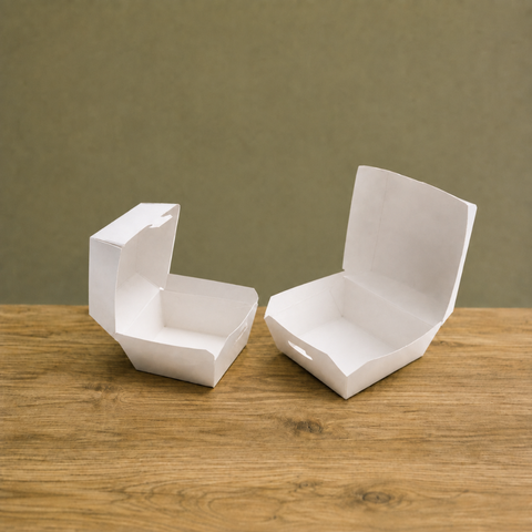 Mini Burger Boxes 7-9cm | White Card Food Containers | Take-Away Slider Boxes - Canape King