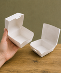 Mini Burger Boxes 7-9cm | White Card Food Containers | Take-Away Slider Boxes - Canape King