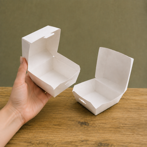 Mini Burger Boxes 7-9cm | White Card Food Containers | Take-Away Slider Boxes - Canape King